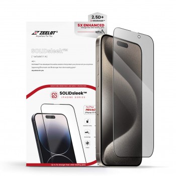 Kính Cường Lực iPhone 15 Pro Zeelot SolidSleek 2.5D Privacy